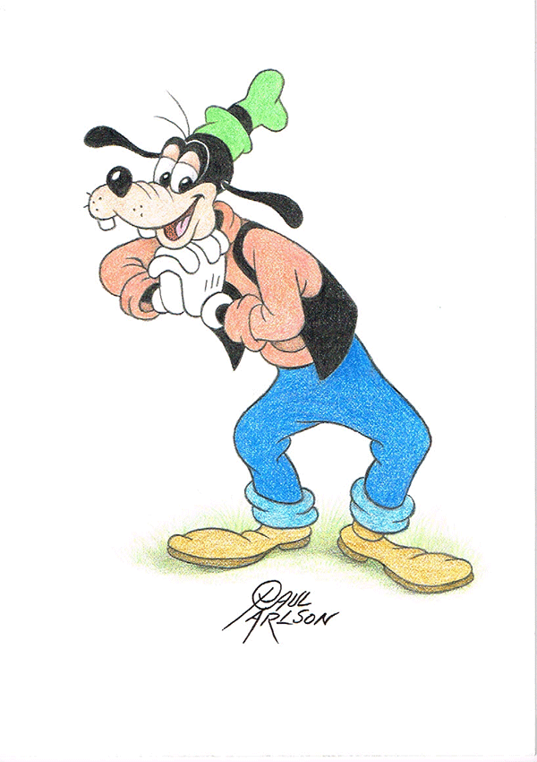 Paul Carlson drawing Goofy